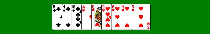 En nio korts hand i kortspelet Pidro